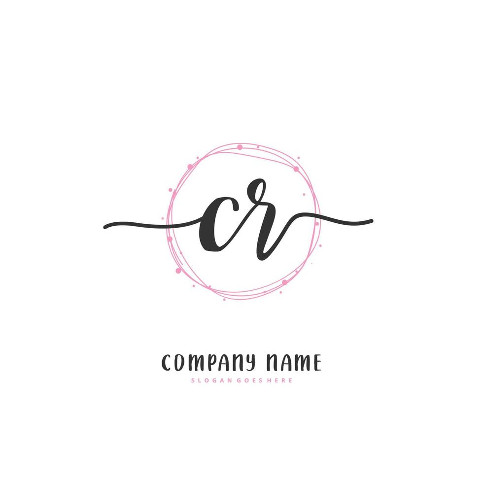CR Initial handwriting and signature logo design with circle. Beautiful design handwritten logo for fashion, team, wedding, luxury logo. vector