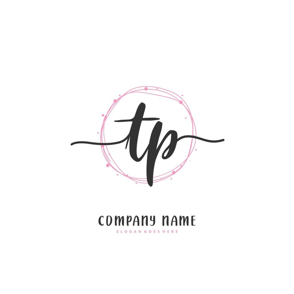 TP Initial handwriting and signature logo design with circle. Beautiful design handwritten logo for fashion, team, wedding, luxury logo. vector