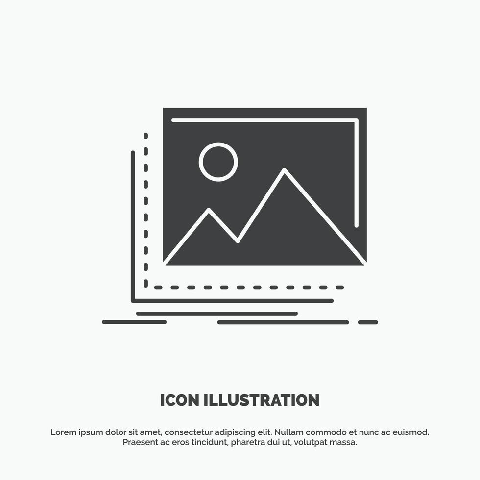 galería. imagen. paisaje. naturaleza. icono de foto. símbolo gris vectorial de glifo para ui y ux. sitio web o aplicación móvil vector