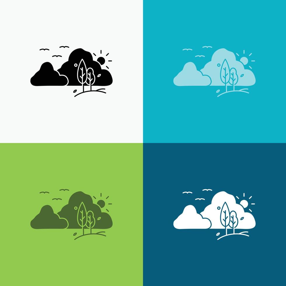 mountain. landscape. hill. nature. tree Icon Over Various Background. glyph style design. designed for web and app. Eps 10 vector illustration