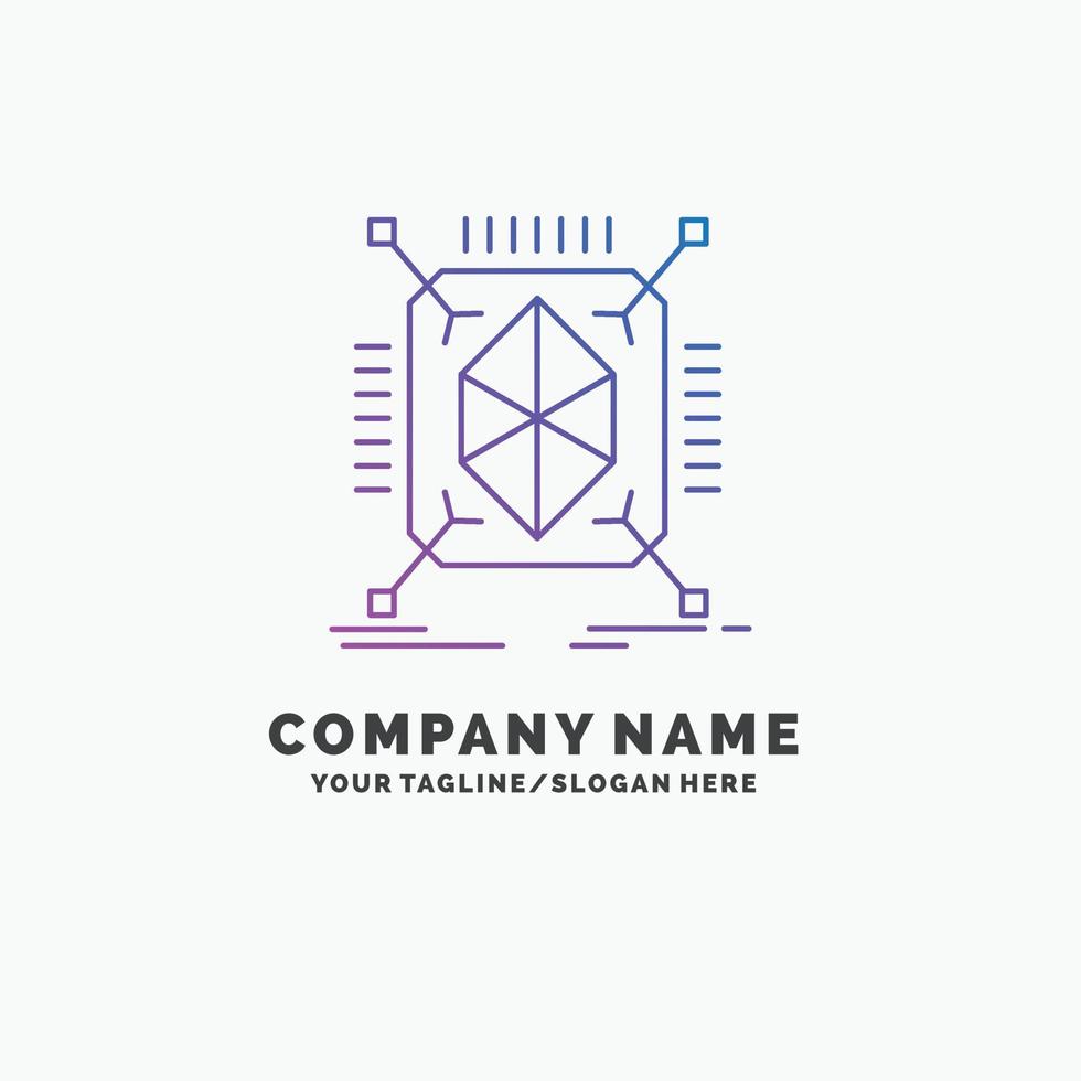 Object. prototyping. rapid. structure. 3d Purple Business Logo Template. Place for Tagline vector