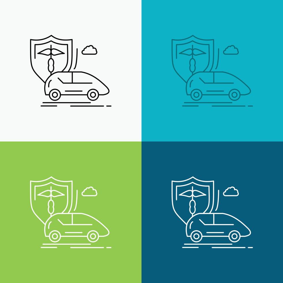 car. hand. insurance. transport. safety Icon Over Various Background. Line style design. designed for web and app. Eps 10 vector illustration