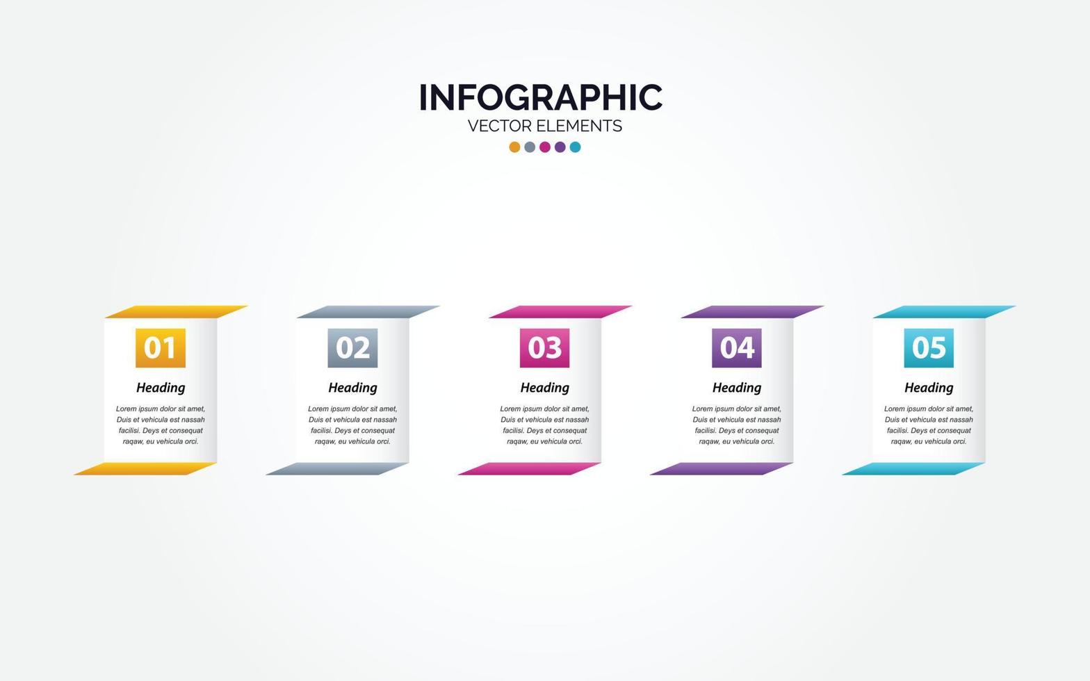 Professional 5 options Horizontal Infographic with icon 5 options processes vector