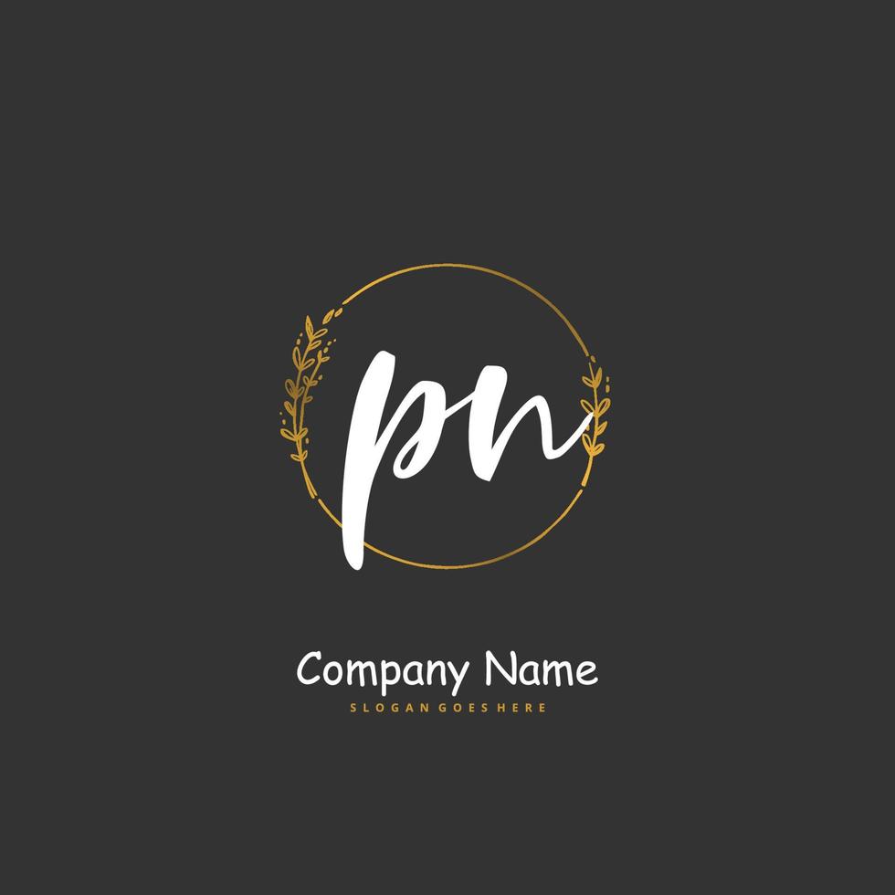 PN Initial handwriting and signature logo design with circle. Beautiful design handwritten logo for fashion, team, wedding, luxury logo. vector