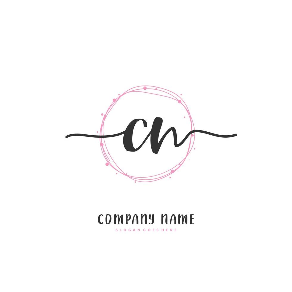 CN Initial handwriting and signature logo design with circle. Beautiful design handwritten logo for fashion, team, wedding, luxury logo. vector