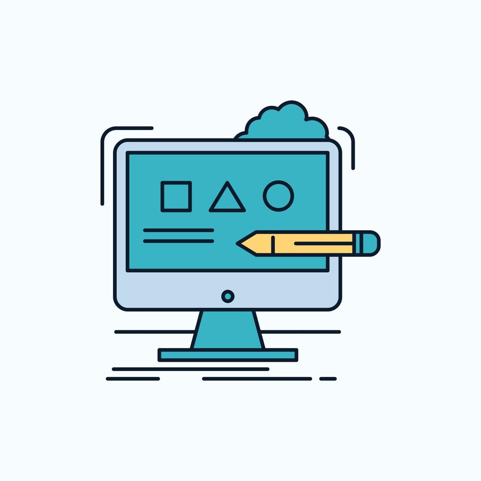 Art. computer. design. digital. studio Flat Icon. green and Yellow sign and symbols for website and Mobile appliation. vector illustration
