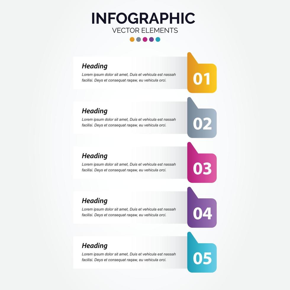 Elements for Vertical Infographic. presentation and chart. steps or processes. options number workflow template design.5 steps. vector