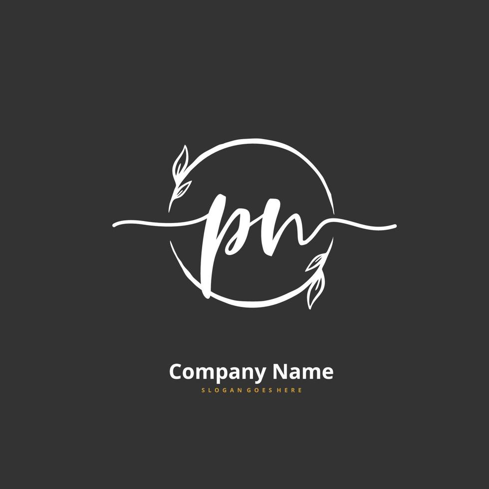 PN Initial handwriting and signature logo design with circle. Beautiful design handwritten logo for fashion, team, wedding, luxury logo. vector