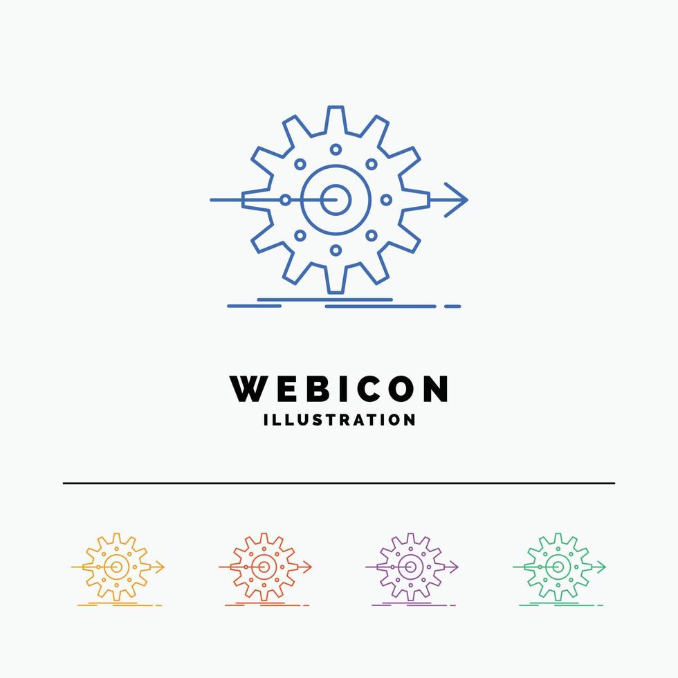 performance. progress. work. setting. gear 5 Color Line Web Icon Template isolated on white. Vector illustration