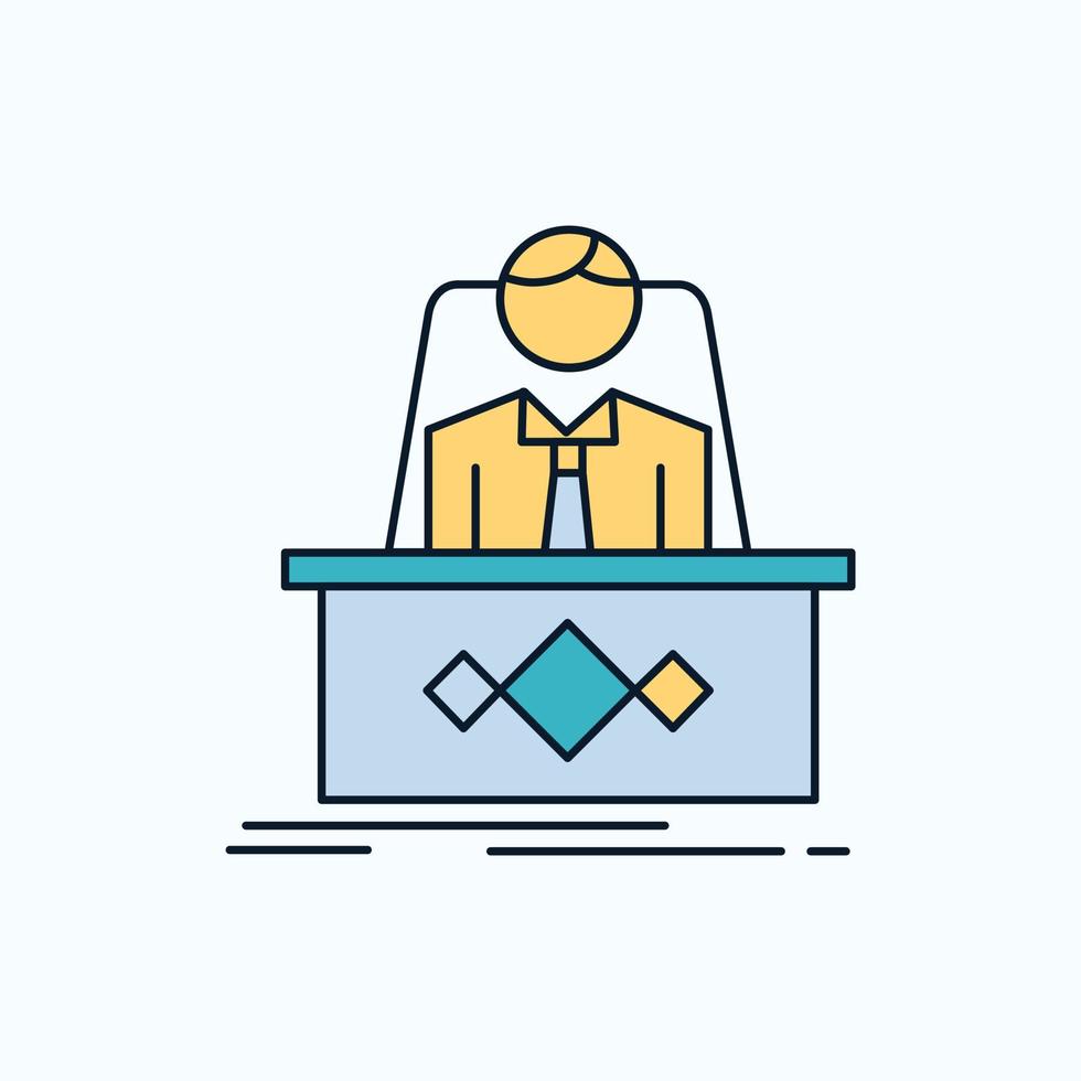 game. Boss. legend. master. CEO Flat Icon. green and Yellow sign and symbols for website and Mobile appliation. vector illustration