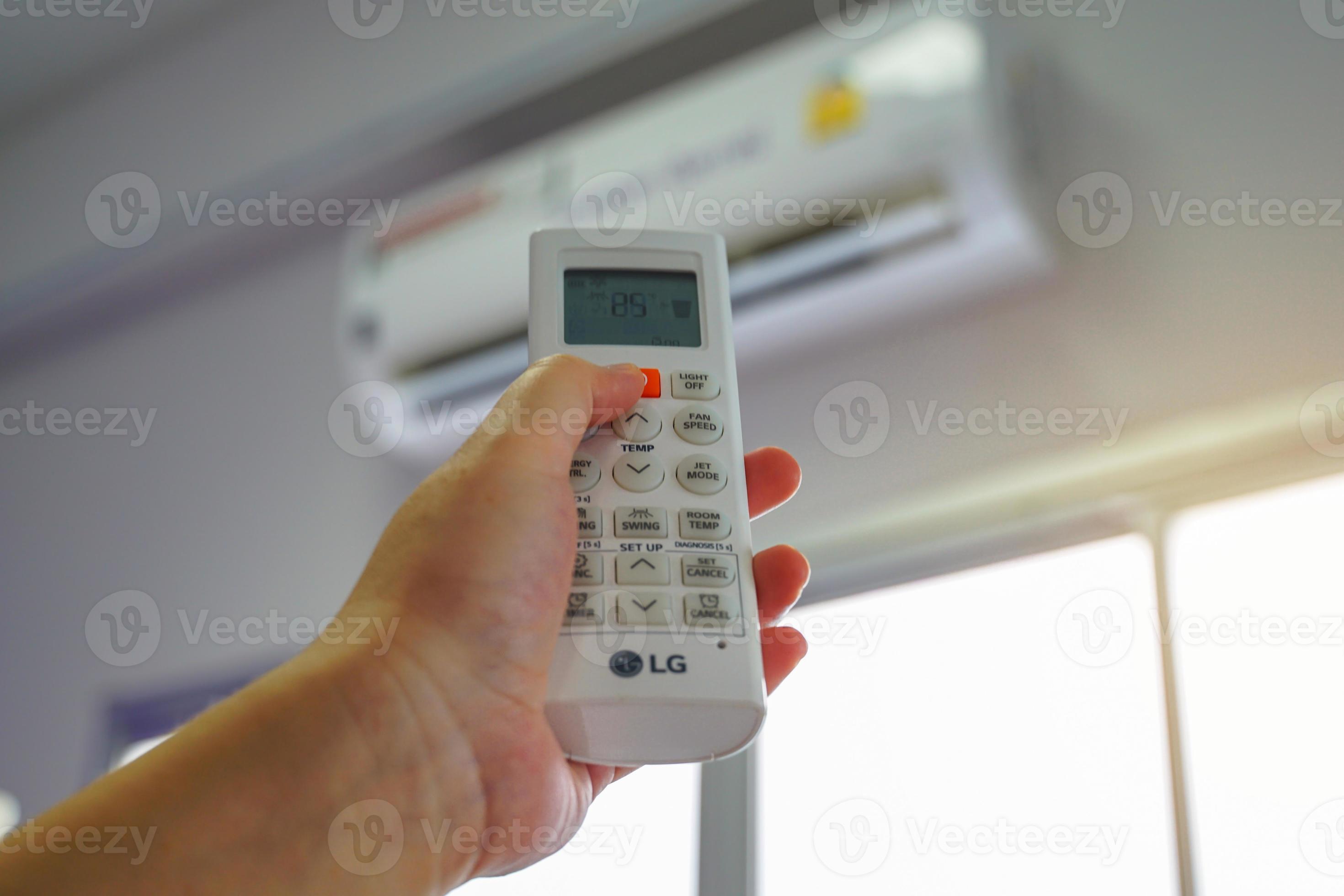 Turn off the air conditioner before leaving the office. Concept to conserve energy and the
