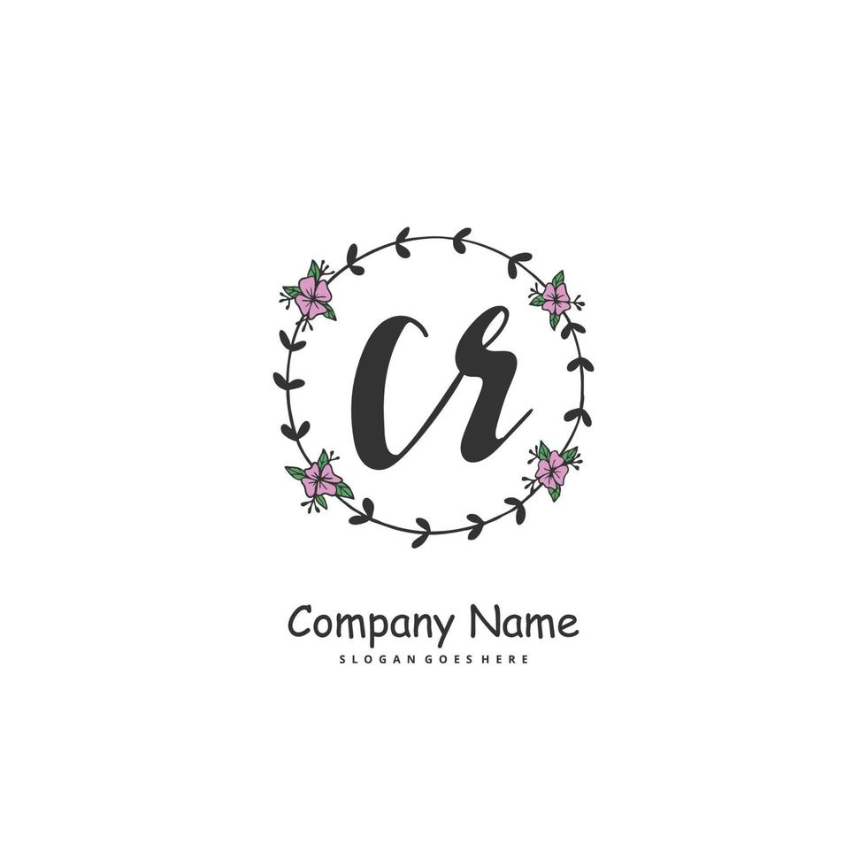 CR Initial handwriting and signature logo design with circle. Beautiful design handwritten logo for fashion, team, wedding, luxury logo. vector