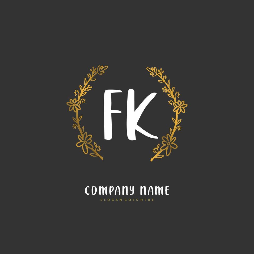 FK Initial handwriting and signature logo design with circle. Beautiful design handwritten logo for fashion, team, wedding, luxury logo. vector