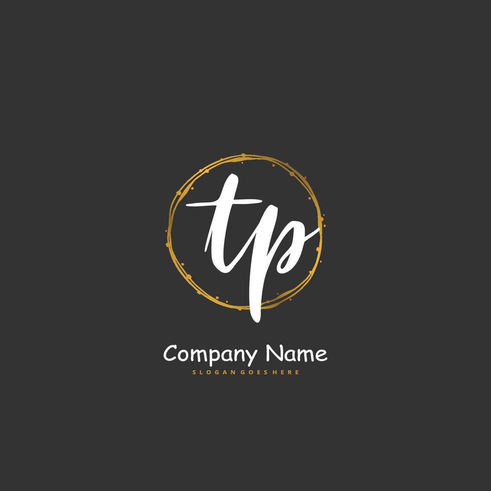 TP Initial handwriting and signature logo design with circle. Beautiful design handwritten logo for fashion, team, wedding, luxury logo. vector