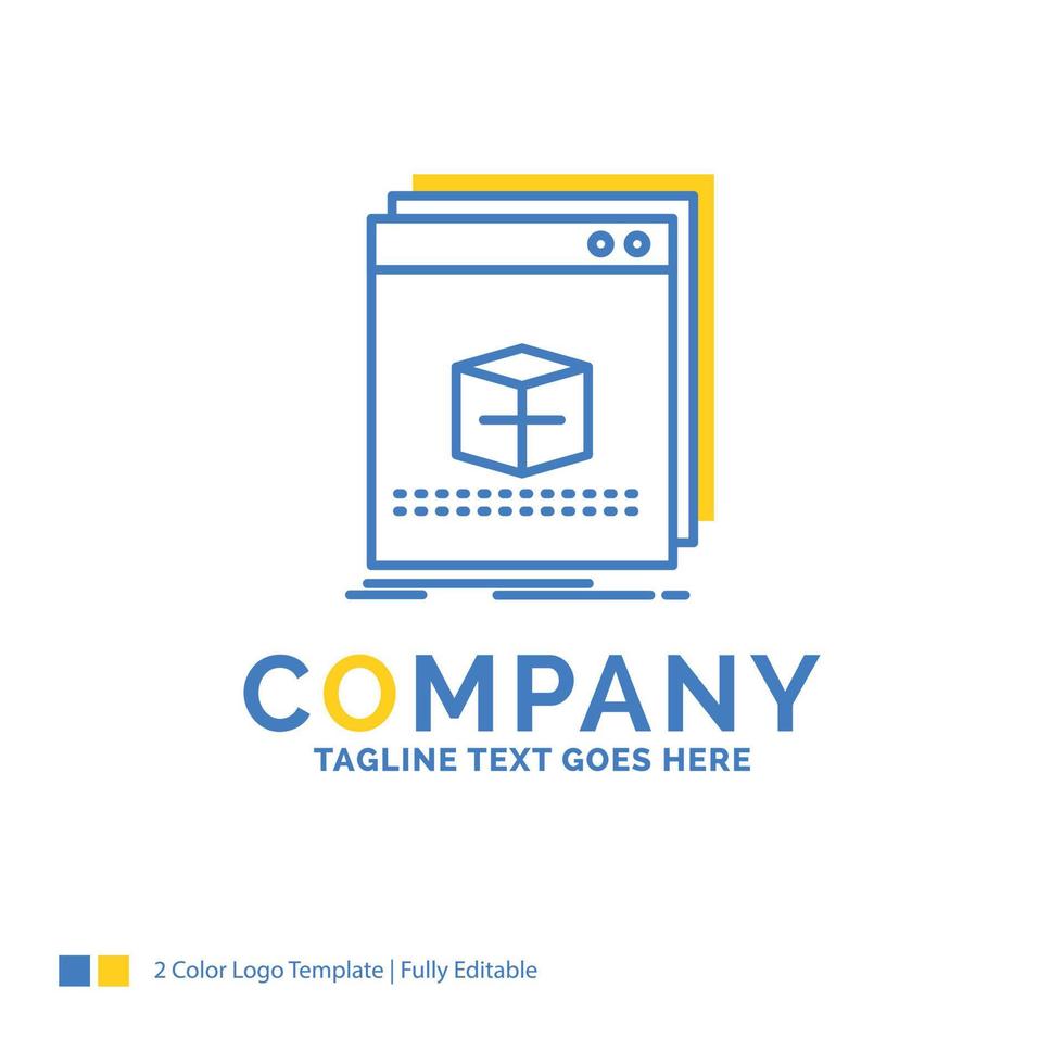 software. App. application. file. program Blue Yellow Business Logo template. Creative Design Template Place for Tagline. vector