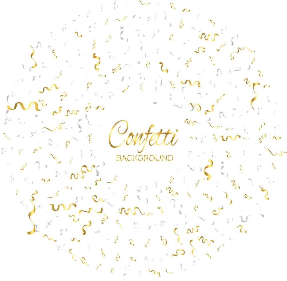 Gold Confetti Isolated On White Background. Celebrate Vector Illustration