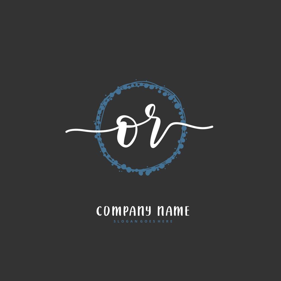 OR Initial handwriting and signature logo design with circle. Beautiful design handwritten logo for fashion, team, wedding, luxury logo. vector
