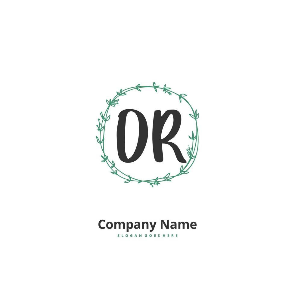 OR Initial handwriting and signature logo design with circle. Beautiful design handwritten logo for fashion, team, wedding, luxury logo. vector