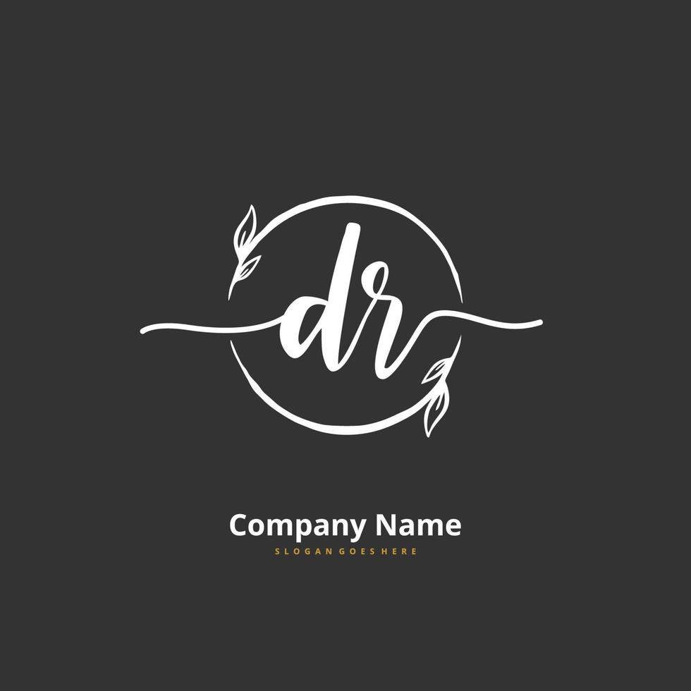 DR Initial handwriting and signature logo design with circle. Beautiful design handwritten logo for fashion, team, wedding, luxury logo. vector