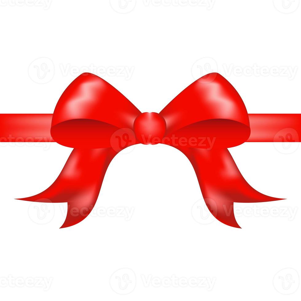 Decorative red bow with a red ribbon for a gift. Vector illustration. photo