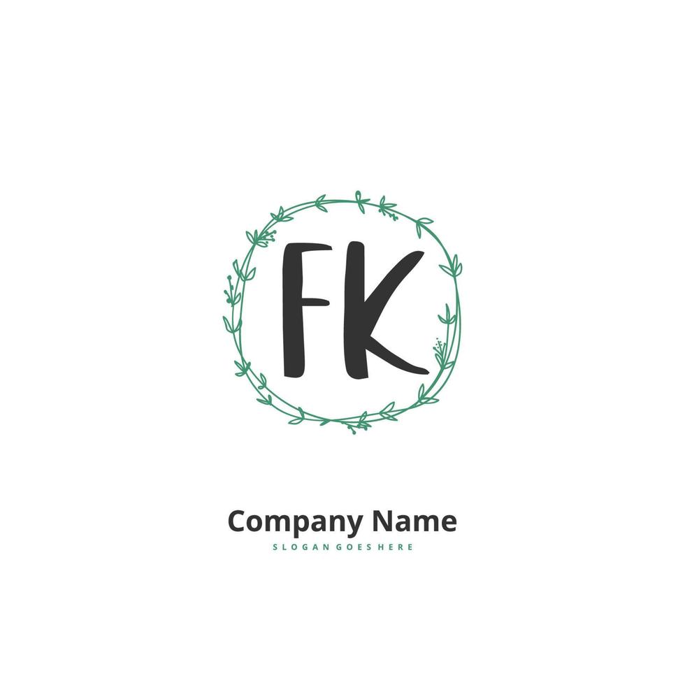 FK Initial handwriting and signature logo design with circle. Beautiful design handwritten logo for fashion, team, wedding, luxury logo. vector