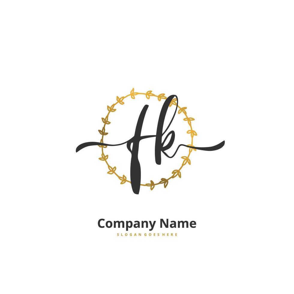 FK Initial handwriting and signature logo design with circle. Beautiful design handwritten logo for fashion, team, wedding, luxury logo. vector