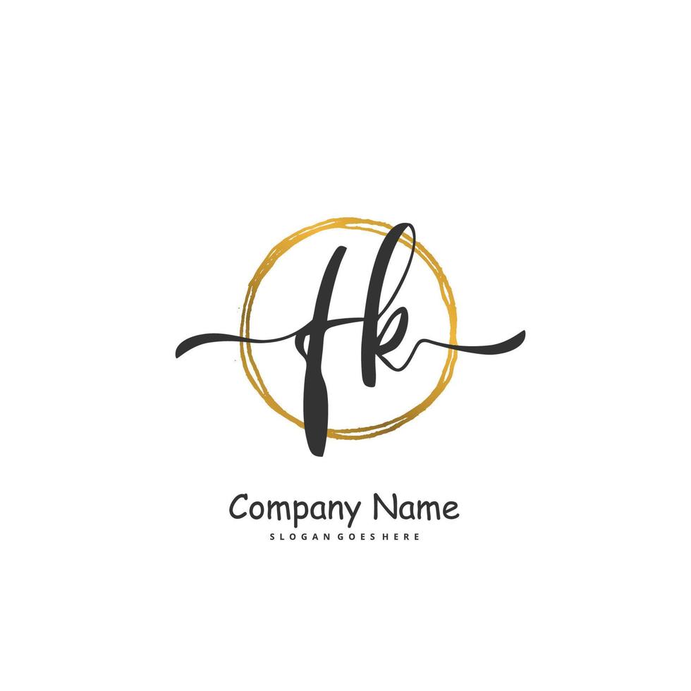 FK Initial handwriting and signature logo design with circle. Beautiful design handwritten logo for fashion, team, wedding, luxury logo. vector