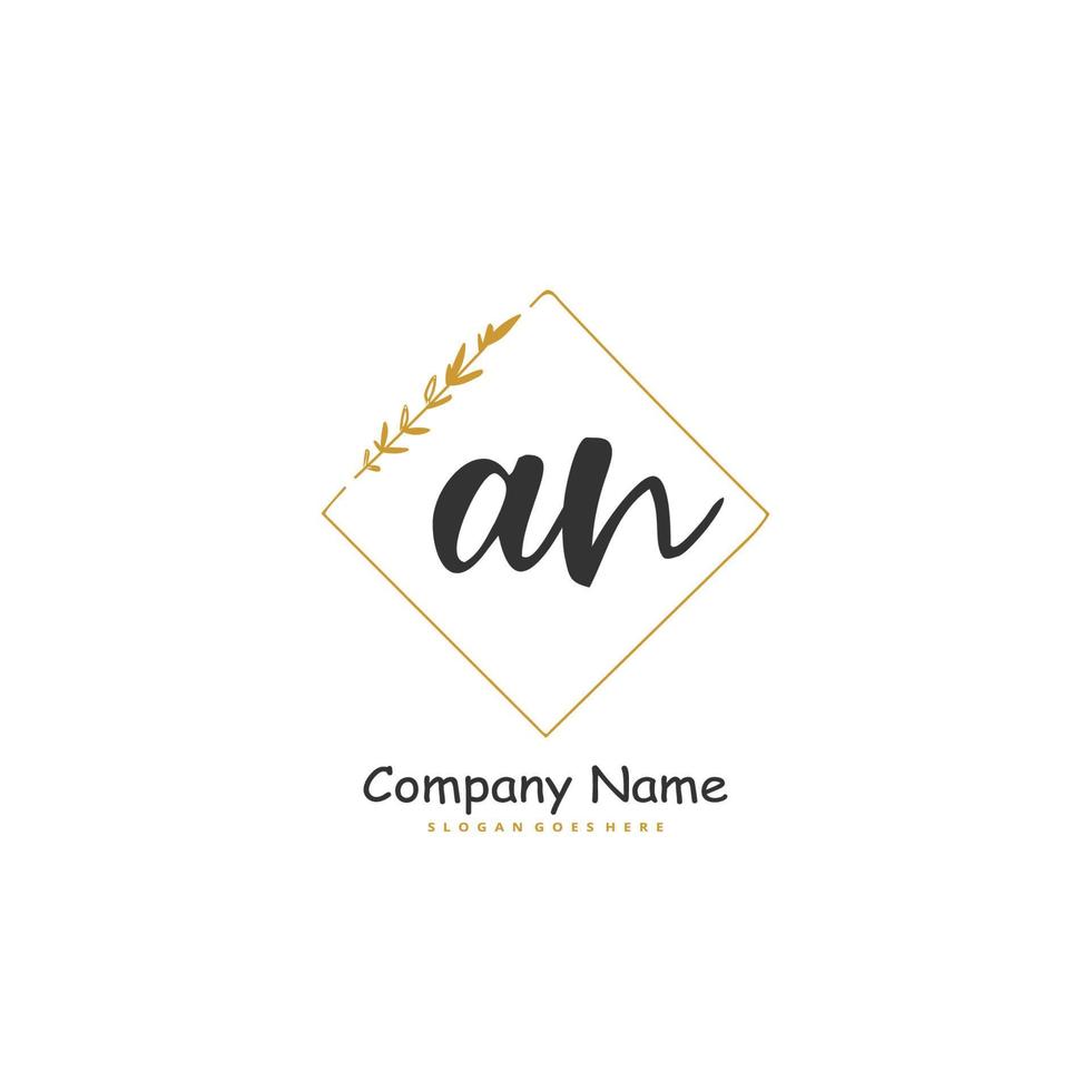 AN Initial handwriting and signature logo design with circle. Beautiful design handwritten logo for fashion, team, wedding, luxury logo. vector