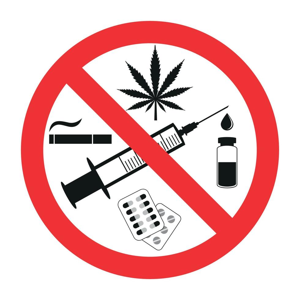 Prohibited drugs sign vector