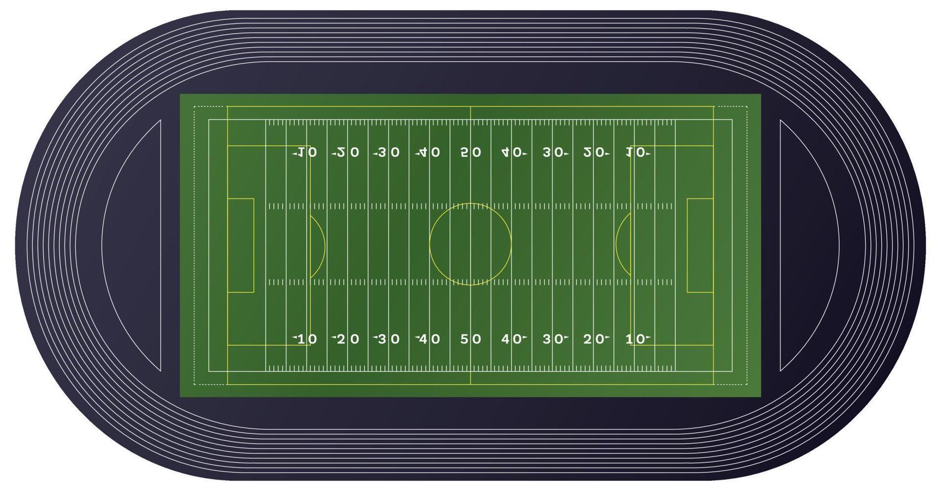 American Football Field Top View. vector