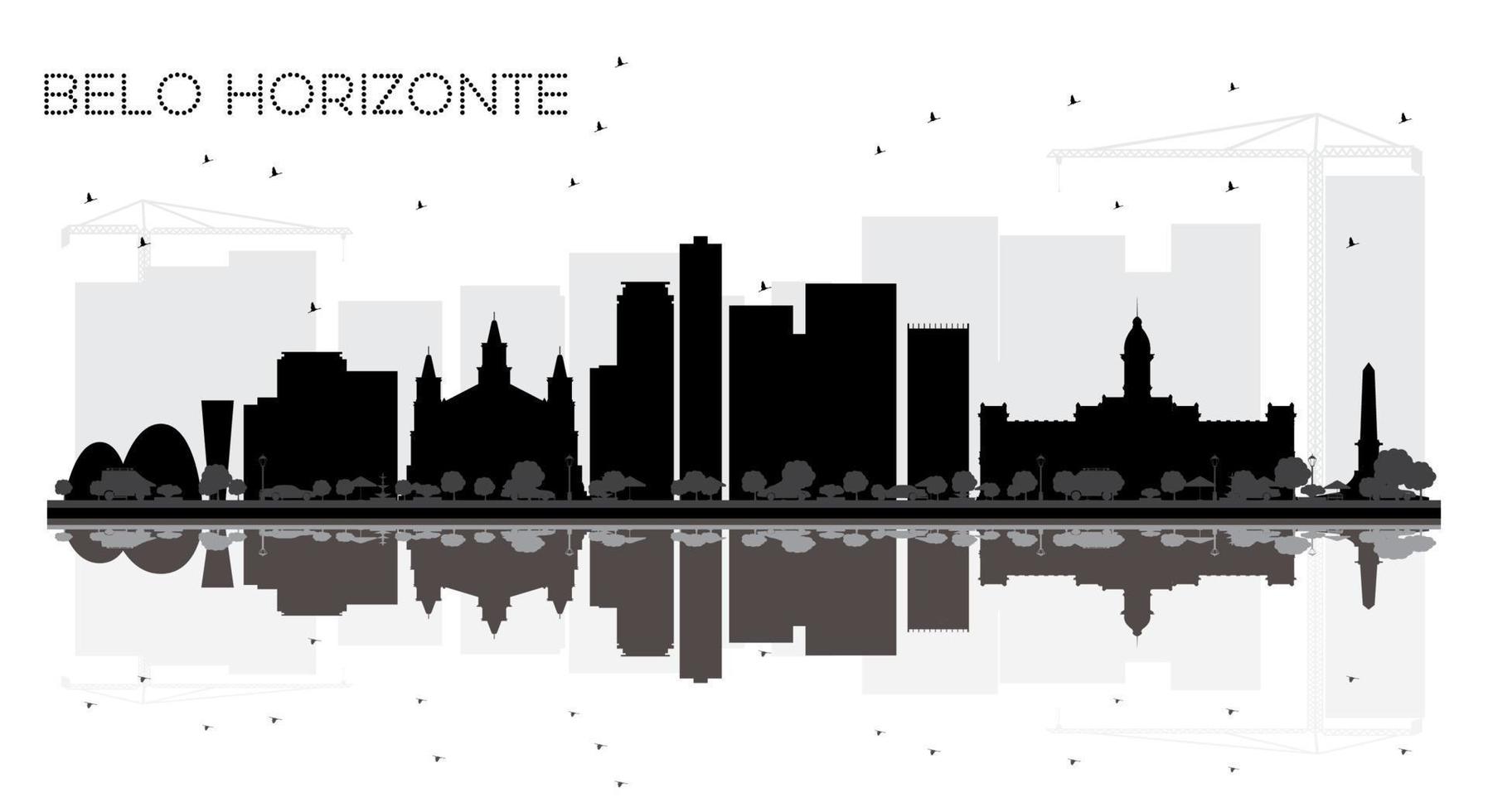 Belo Horizonte Brazil City skyline black and white silhouette. vector