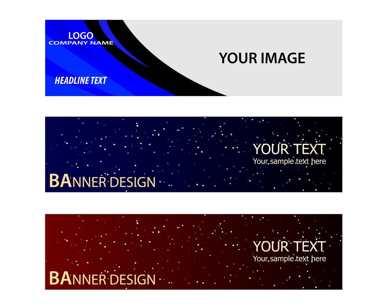 different banners with different colors on a white background vector