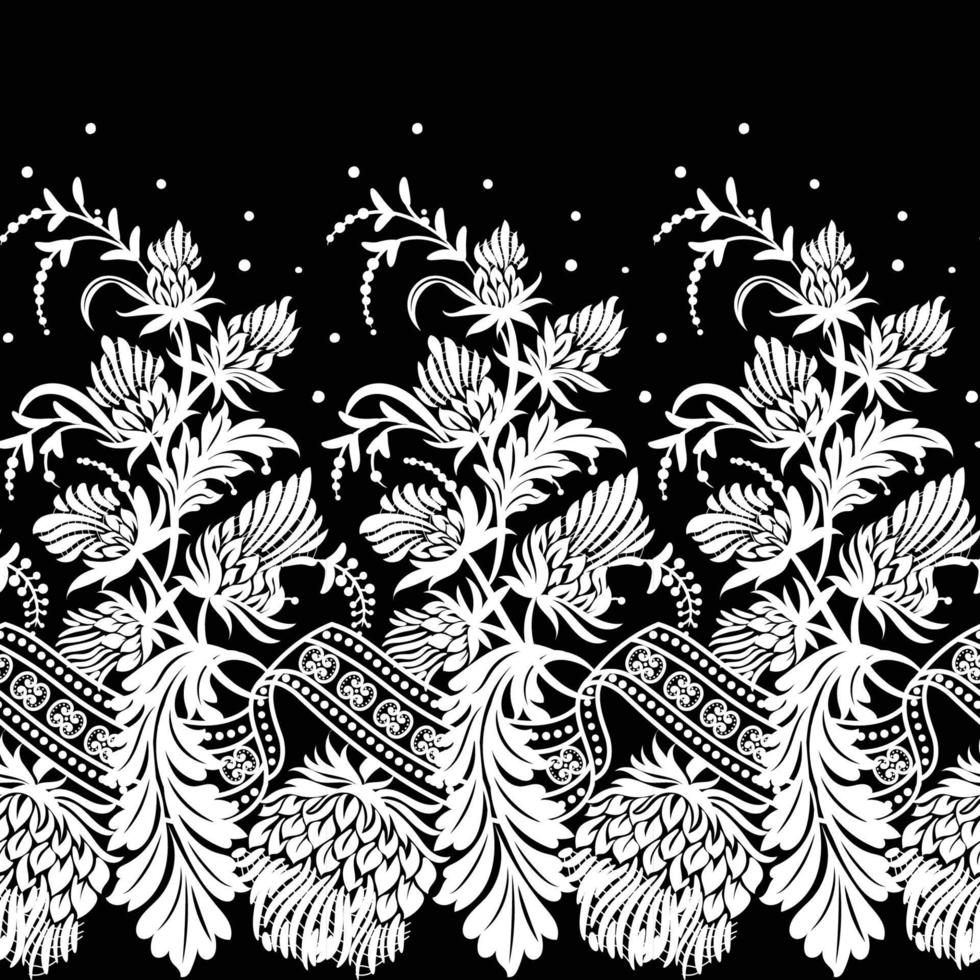 patrón sin costuras de encaje. ilustraciones de bordado. gráfico de línea vectorial. floral. flor. diseño. decoración. motivos Moda vector