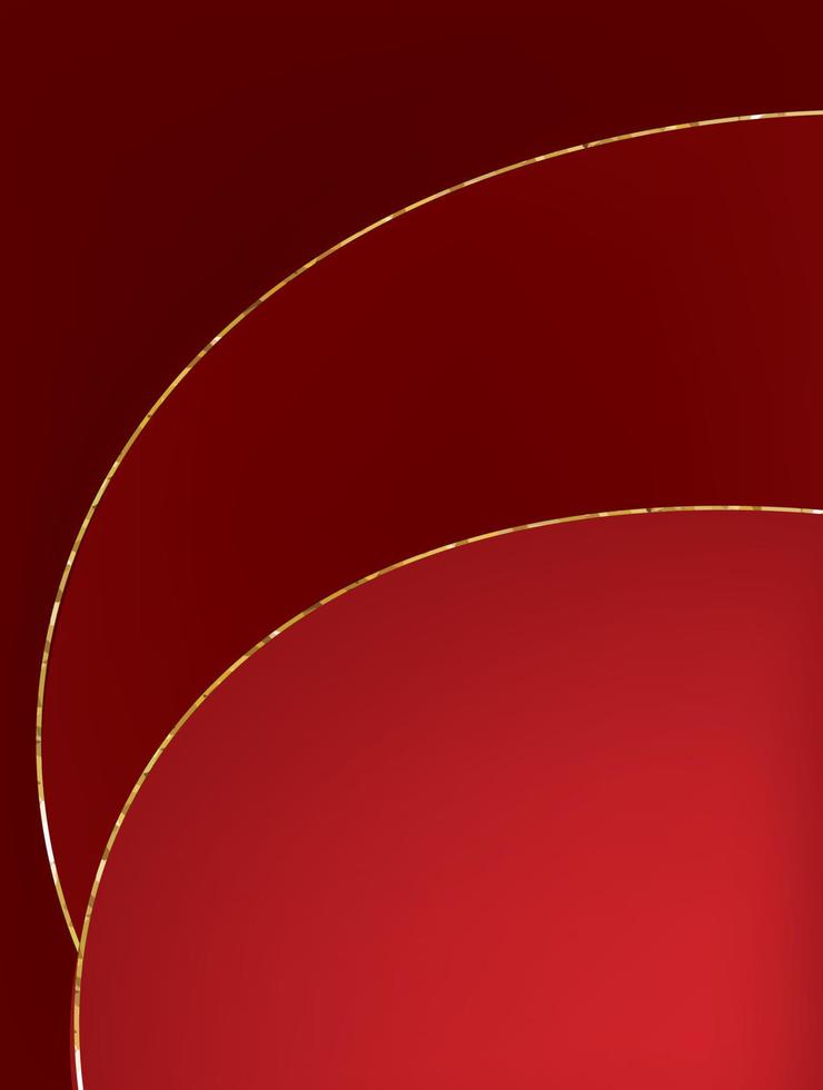 Luxury abstract red background with golden lines vector