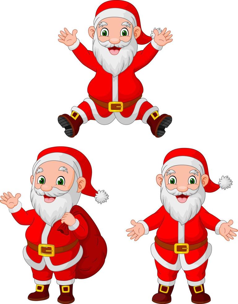 Cartoon Santa Clauses collection set vector