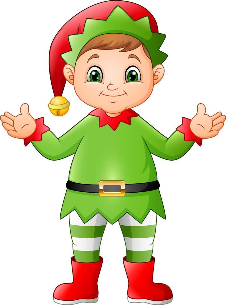 dibujos animados feliz un duende navideño vector