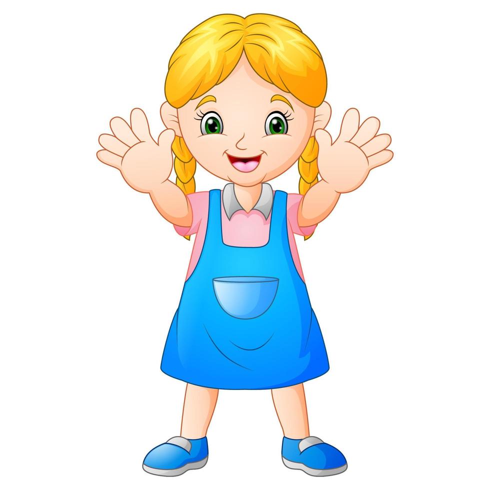Smiling girl cartoon Waving hand vector