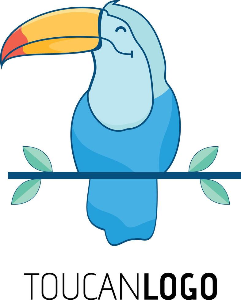Simple toucan bird sitting art logo icon symbol design illustration inspiration. Beautiful bird logo icon design. vector