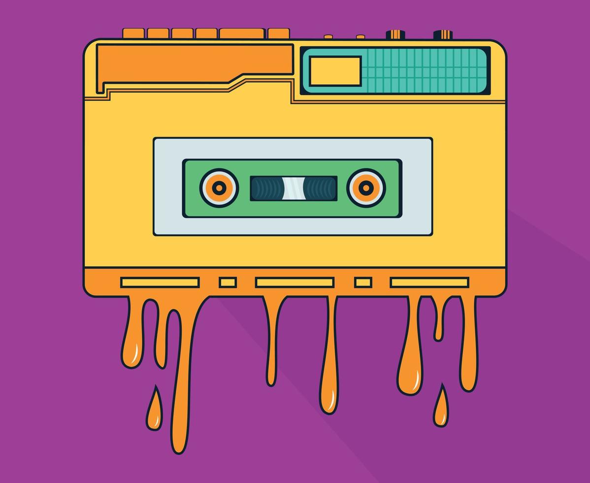 Vintage cassette logo design for retro music store design. Typographic labels, stickers, logos and badges. vector