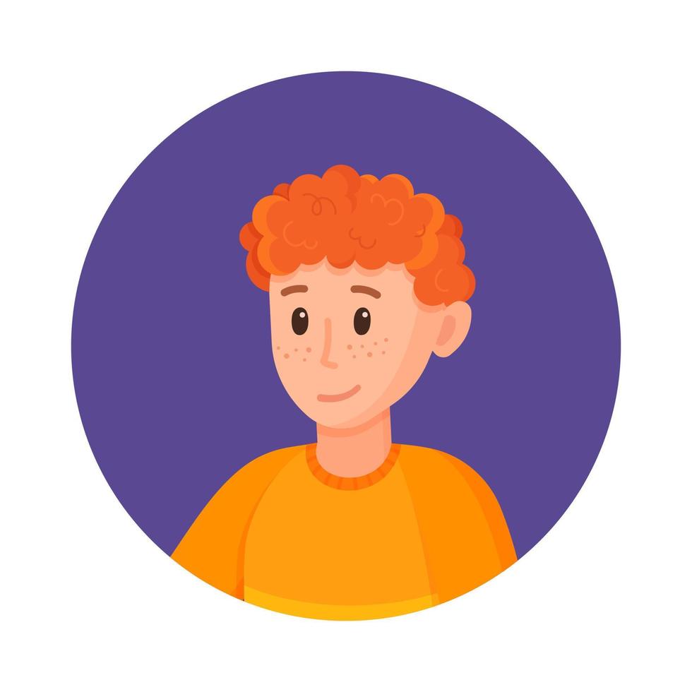 Vector illustration of boy avatar. Student's character face.