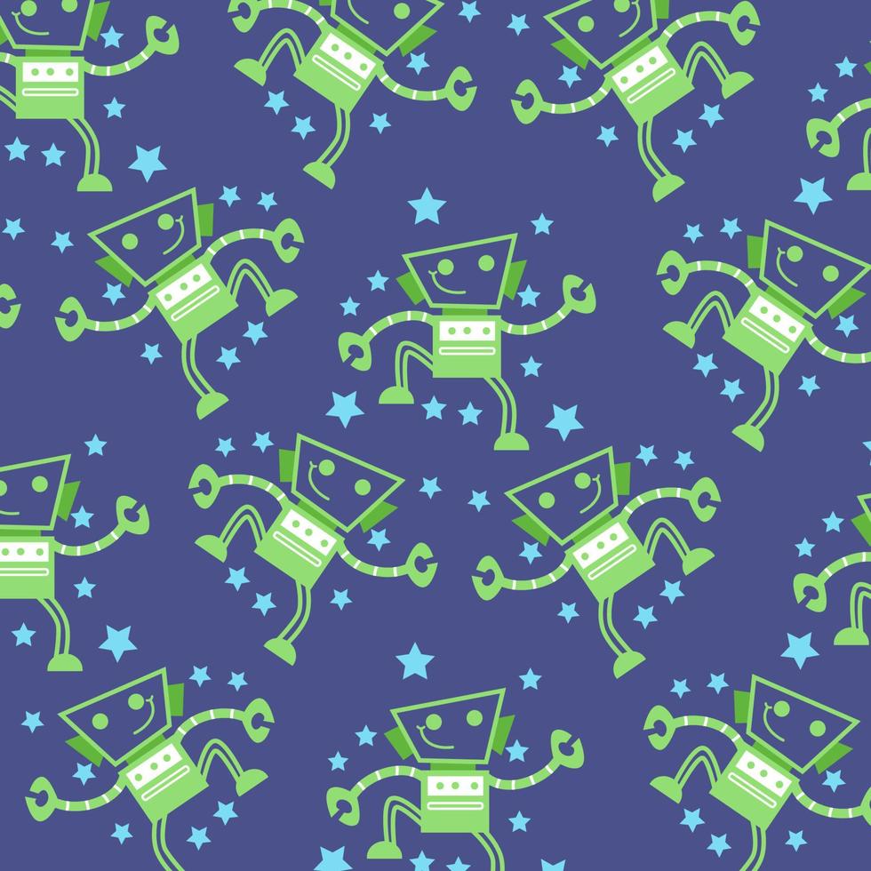 Seamless pattern with robots perfect for wrapping paper vector