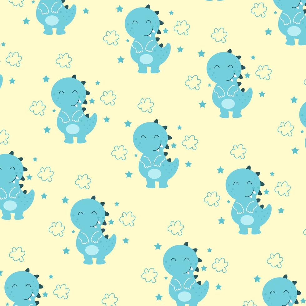 Seamless pattern with cute dinosaur baby animals perfect for wrapping paper vector