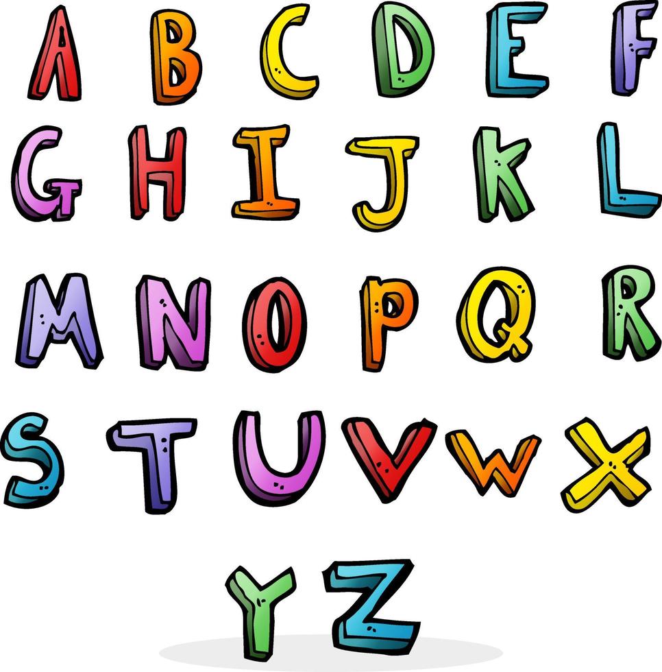 doodle cartoon alphabet vector