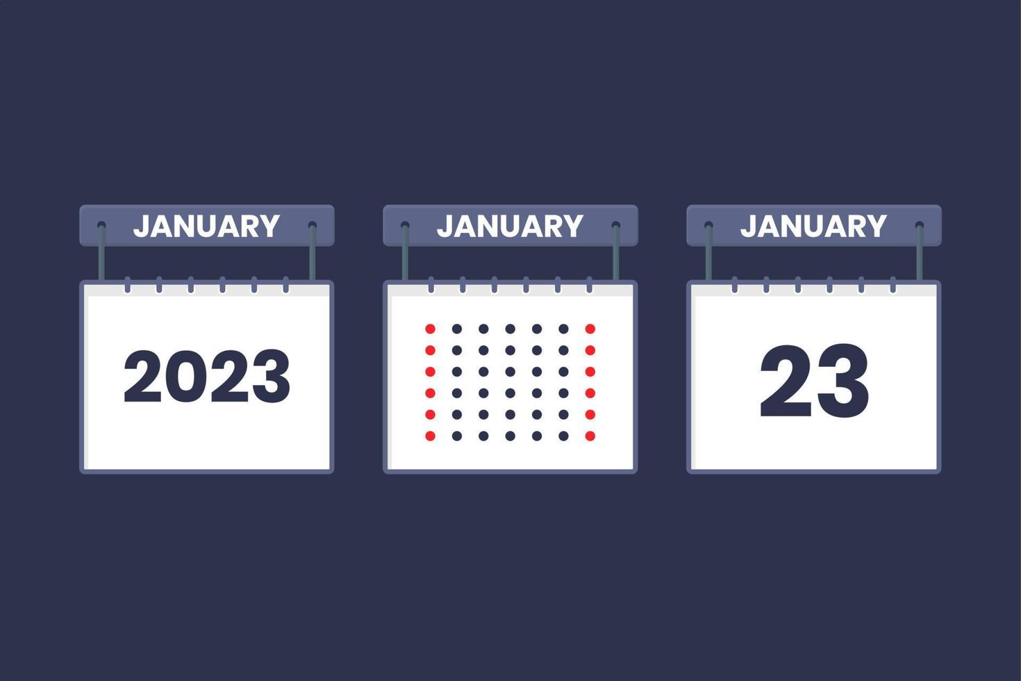 2023 calendar design January 23 icon. 23rd January calendar schedule, appointment, important date concept. vector