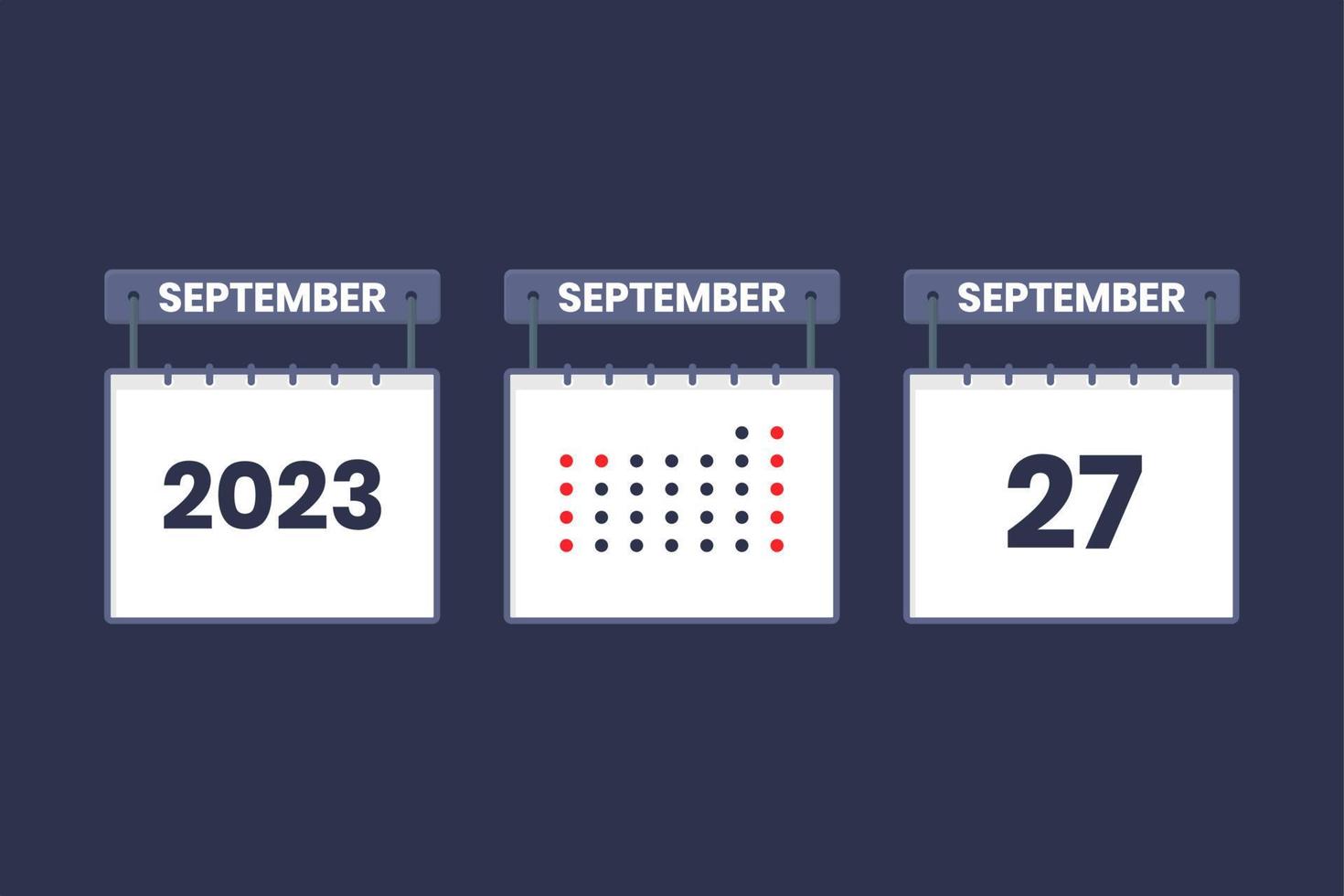 2023 calendar design September 27 icon. 27th September calendar schedule, appointment, important date concept. vector