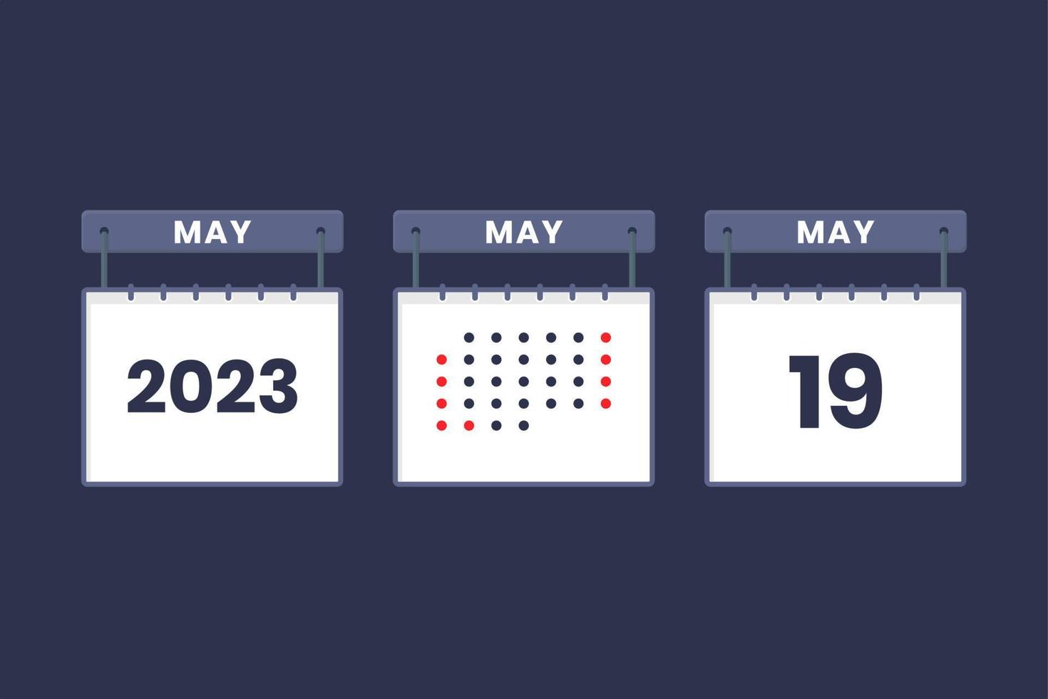 2023 calendar design May 19 icon. 19th May calendar schedule, appointment, important date concept. vector