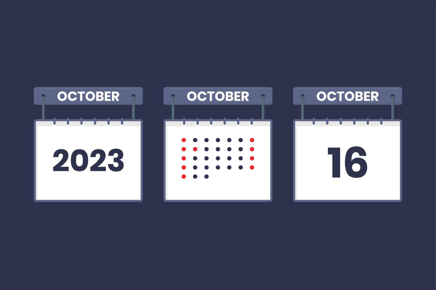 2023 calendar design October 16 icon. 16th October calendar schedule, appointment, important date concept. vector