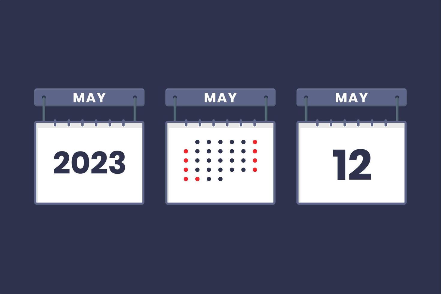 2023 calendar design May 12 icon. 12th May calendar schedule, appointment, important date