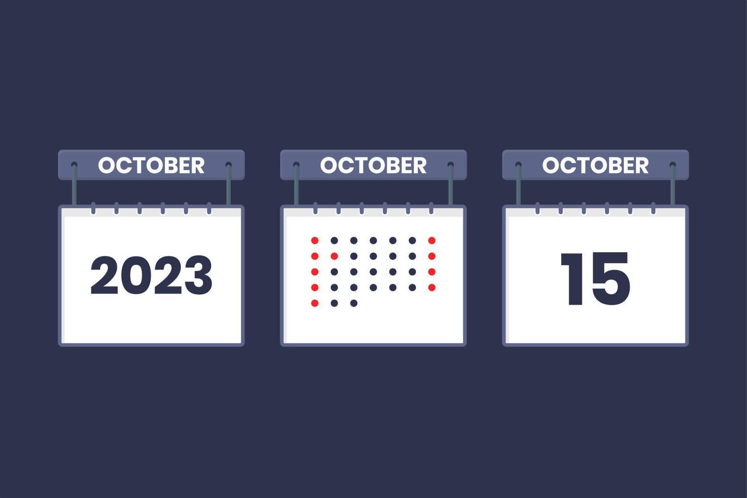 2023 calendar design October 15 icon. 15th October calendar schedule, appointment, important date concept. vector