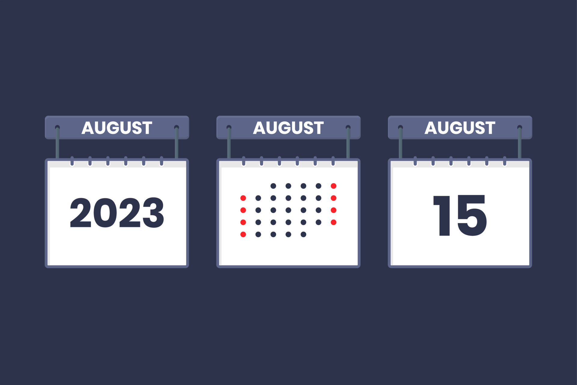 2023 calendar design August 15 icon. 15th August calendar schedule, appointment, important date